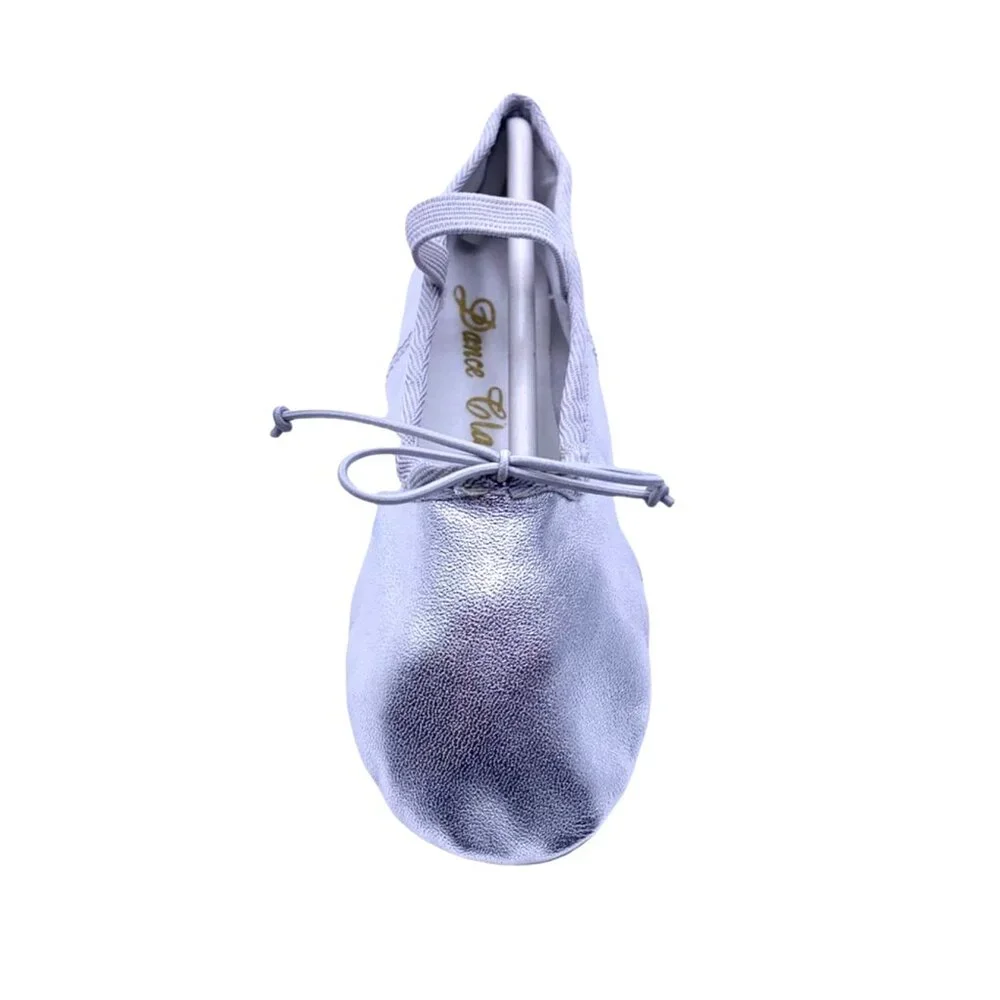 Little Girls Metallic Silver Ballet Slippers 2 Shoes Slip On Wedding Party Dance
